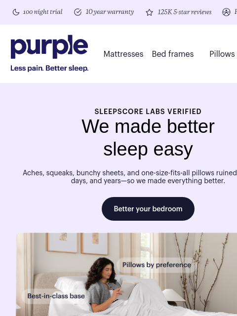 purple newsletter: Your bed is low-key ruining you