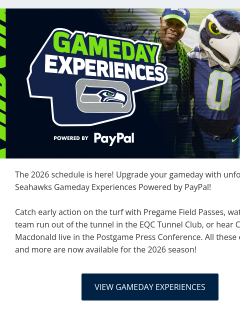 seahawksemail newsletter: Seahawks Gameday Experiences On-Sale Now!