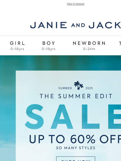 The toucan print everyone's talking about—now up to 60% off. View in browser Stores Janie and Jack Girl Boy Newborn Tween Janie and Jack Girl Boy Newborn Tween Girl Boy Newborn Girl Newborn Boy