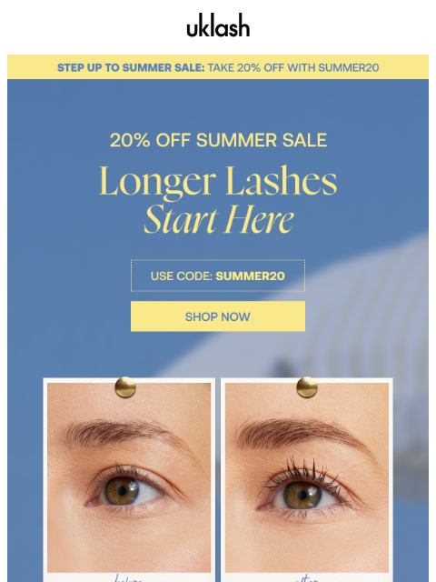uklash newsletter: ENDS SOON! 20% off, time is running out ⌛