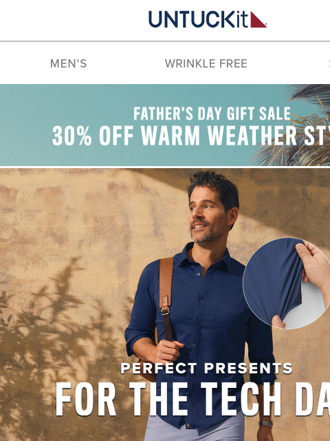 untuckit newsletter: Ding! 30% Off Tech Dad Gifts 📱👕