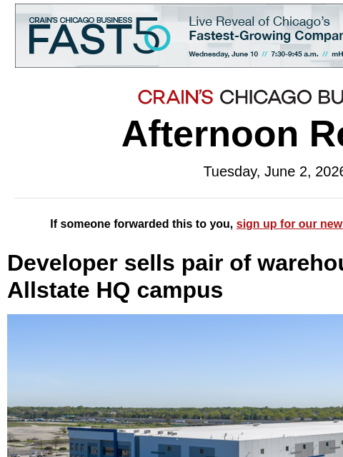 crainalerts newsletter: Developer sells pair of warehouses on former Allst...