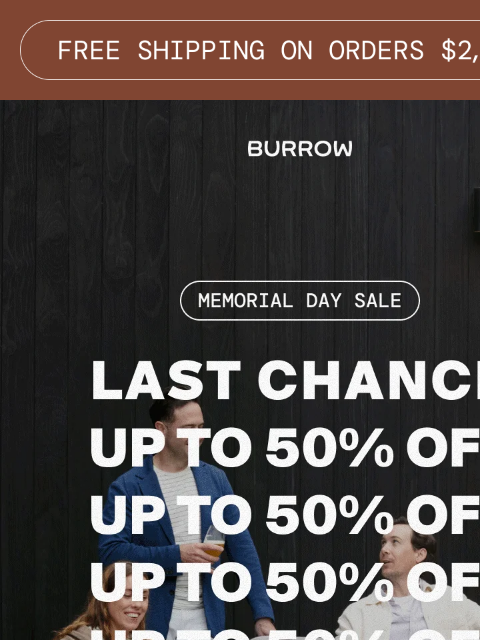 burrow newsletter: LAST CALL: the sale ends at midnight