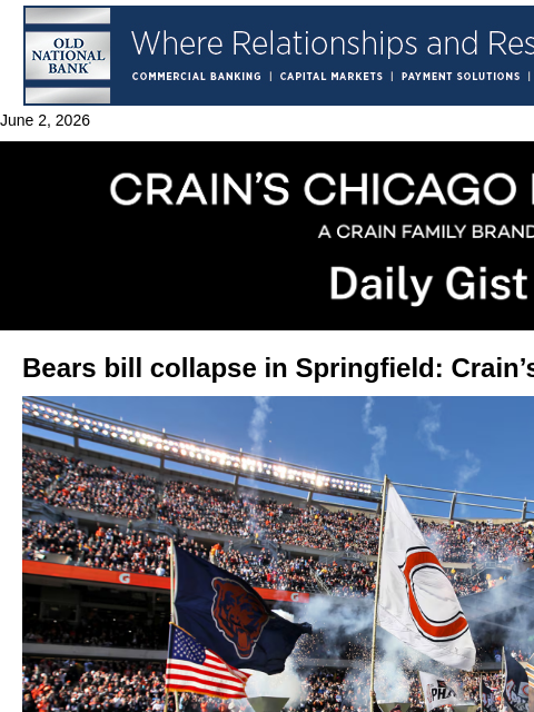 crainalerts newsletter: Bears bill collapse in Springfield: Crain’s Daily ...