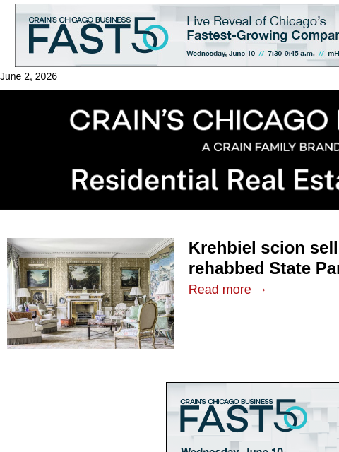 crainalerts newsletter: Krehbiel scion selling rehabbed State Parkway co-o...