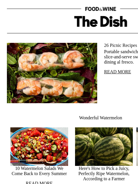 foodandwine newsletter: 26 Picnic Recipes Worth Packing