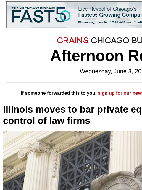 crainalerts newsletter: Illinois aims to wall off law firms