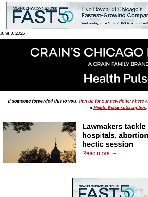 crainalerts newsletter: The healthcare bills Springfield passed