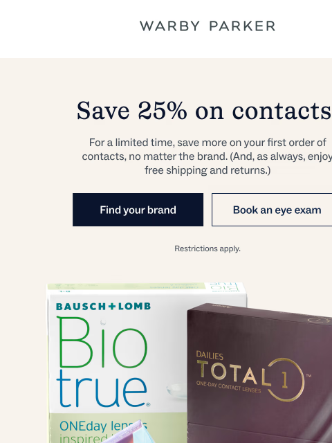 warbyparker newsletter: Right now: Save 25% when you switch