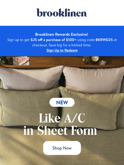 brooklinen newsletter: Linen = A/C in Sheet Form