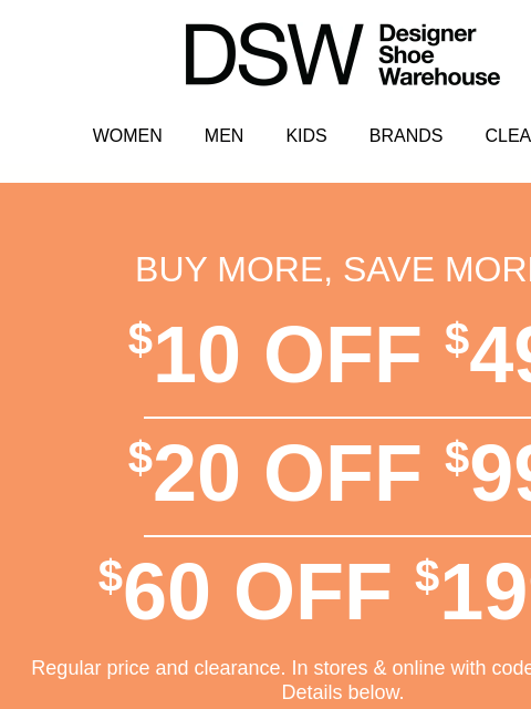 dsw newsletter: OOOO WEEE, $10 OFF STARTS NOW!