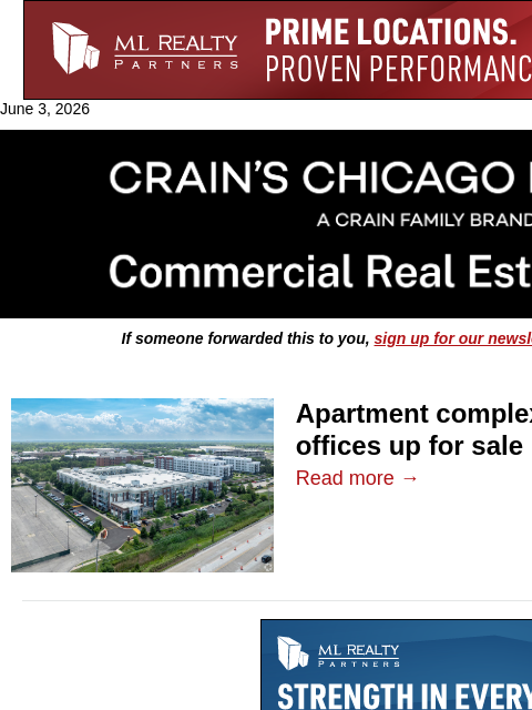 crainalerts newsletter: Apartments near former Walgreens offices up for sa...