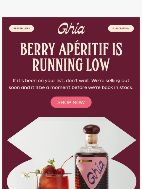 drinkghia newsletter: Berry Apéritif is Bold, Juicy, Tart