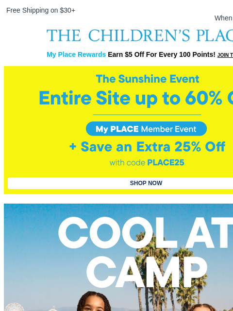childrensplace newsletter: Bright Fits for Summer Camp: 60% OFF