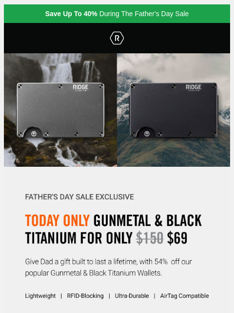 ridge newsletter: 24hrs: 54% OFF Titanium Wallets