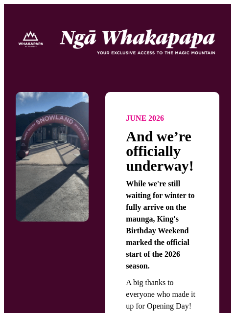 whakapapa newsletter: Your Maunga Update: 4th June 2026 ⛰️