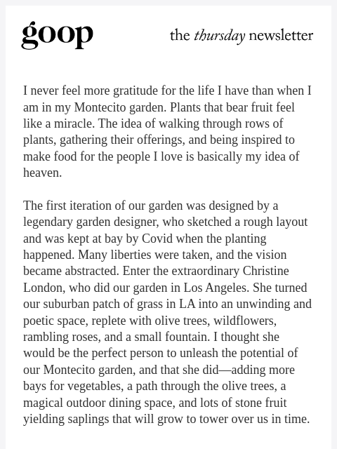 goop newsletter: the Thursday newsletter