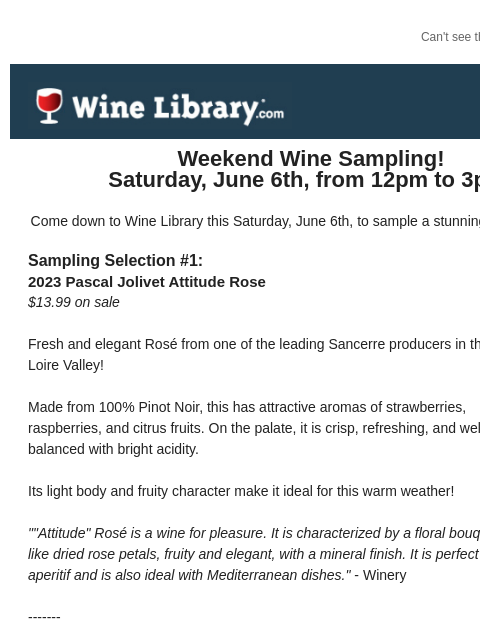 winelibrary newsletter: Stop in this Saturday to sample a remarkable line-...