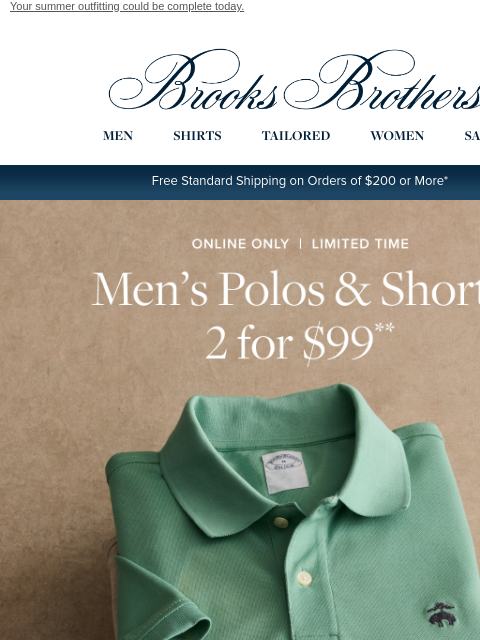 brooksbrothers newsletter: 2 for $99: men’s polos & shorts