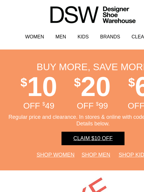 dsw newsletter: $10 off sandals that’re making 🌊🌊