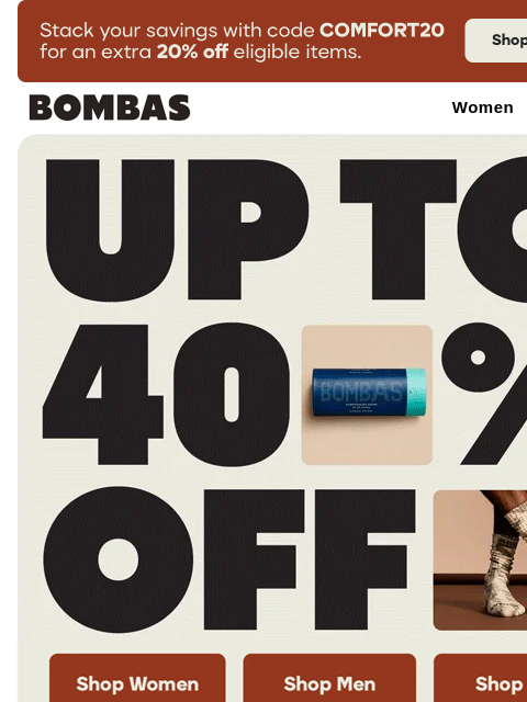 bombas newsletter: Up to 40% Off Select Styles: Archive Sale