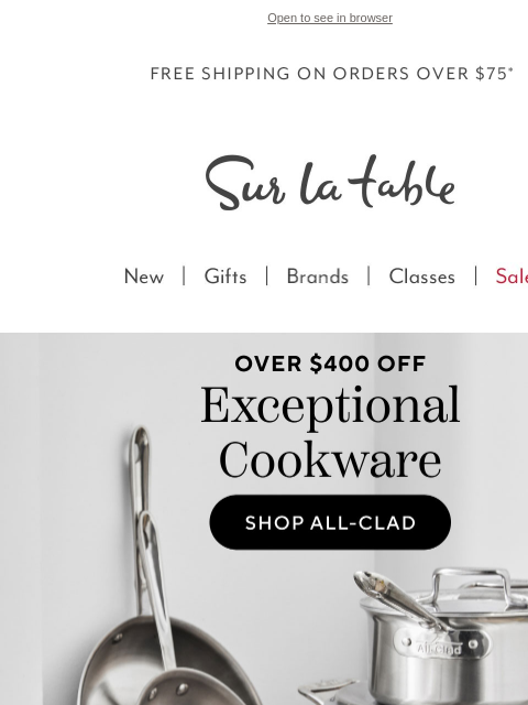 surlatable newsletter: Up to $400 off All-Clad: Ready to do it all.