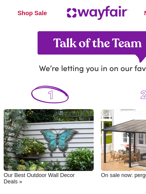 wayfair newsletter: OUTDOOR WALL DECOR at a great price.