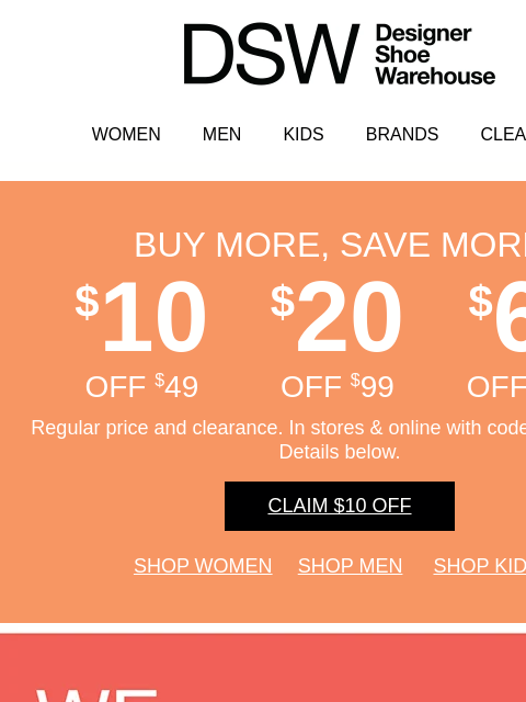 dsw newsletter: Here's $10 OFF!