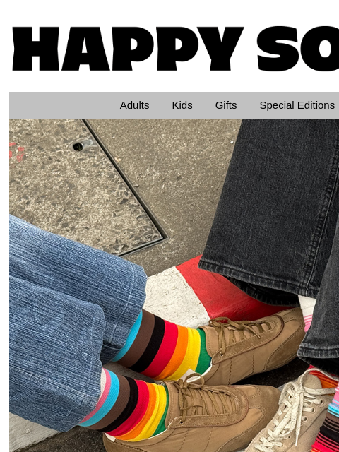 Dress up in all your favorite colors and join the parade. It's time to celebrate. HappySocks Adults Kids Gifts Special Editions Sale Pride Socks Colors for all We believe that you're only truly