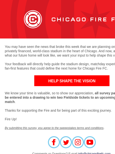 You may have seen the news that broke this week that we are planning on building a new, privately financed, world-class stadium in the heart of Chicago. And now, as we finalize what our future home