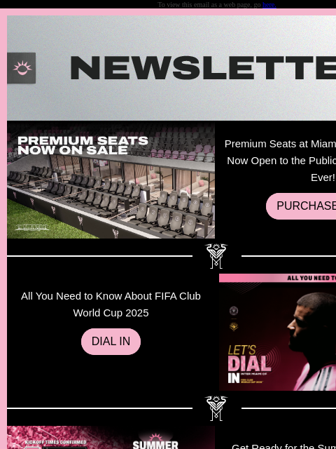 See What You Missed To view this email as a web page, go here. Premium Seats at Miami Freedom Park — Now Open to the Public for the First Time Ever! PURCHASE NOW All You Need to Know About FIFA Club