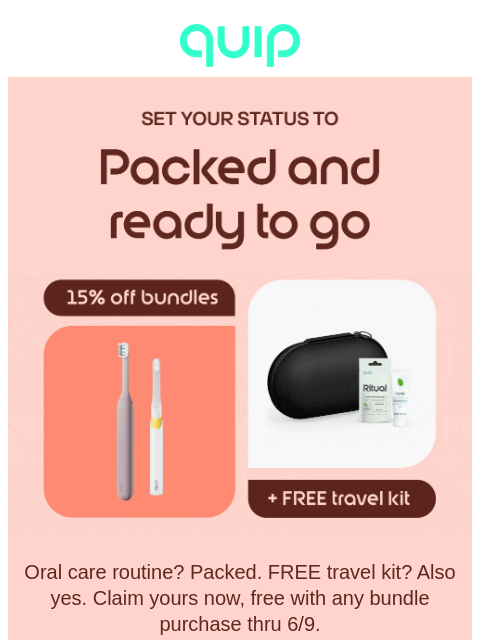 getquip newsletter: ☀️ 15% off bundles + FREE summer travel kit