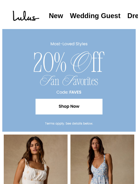 lulus newsletter: OMG, 20% Off 1400+ Dresses?!?