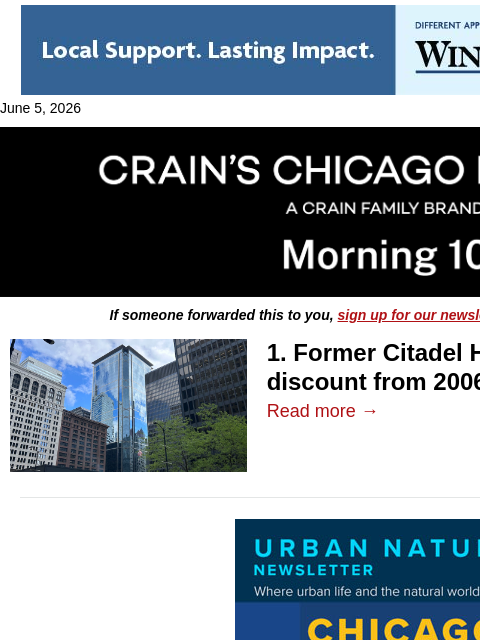 crainalerts newsletter: Loop tower sells at massive discount