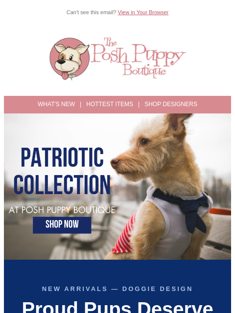 poshpuppyboutique newsletter: New Patriotic Shirts Just Dropped — Dress Your Pup...
