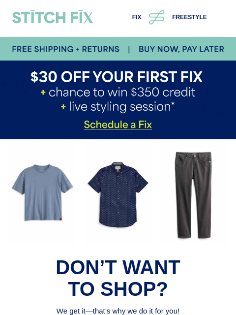 stitchfix newsletter: A fresh Fix + $350?