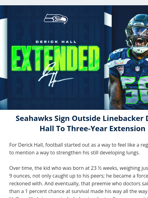 seahawksemail newsletter: Derick Hall Signs Three-Year Extension