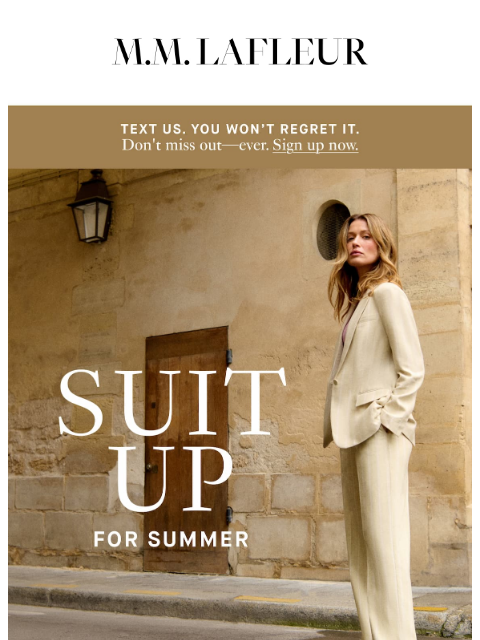 mmlafleur newsletter: *Introducing* Summer Stripe Suiting