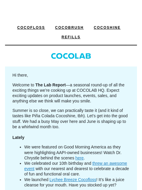 cocolab newsletter: Your summer Lab Report