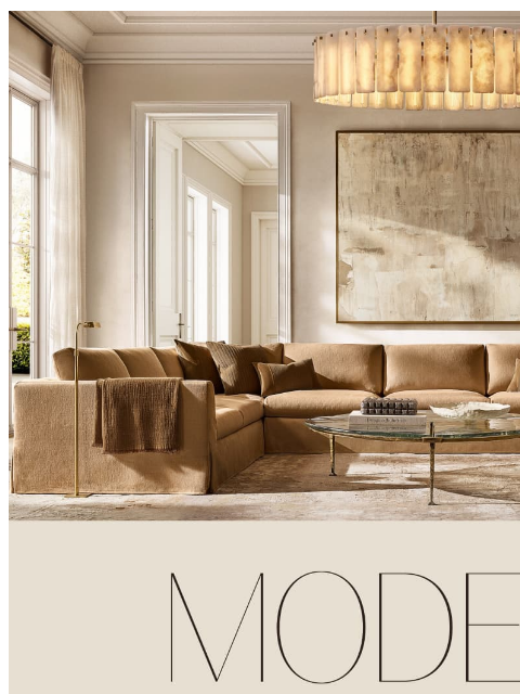 rh newsletter: The Modena Sofa Collection, Hand Assembled in Nort...