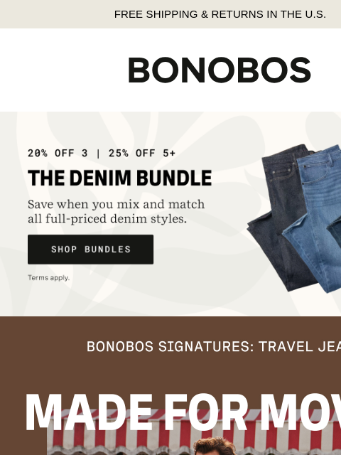 bonobos newsletter: RESTOCKED: Travel Jeans