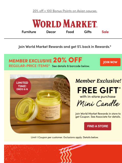 emailworldmarket newsletter: ❗ ENDS TONIGHT! Hurry in for your FREE candle gift...