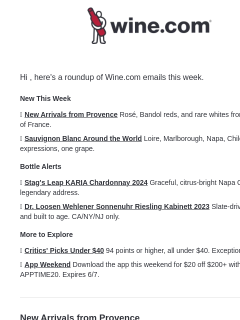 wine newsletter: Your week in wine + $20 off to download the app