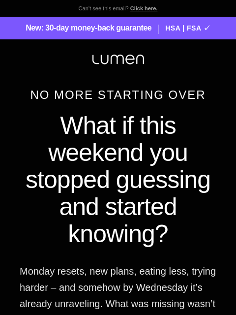 lumen newsletter: No more starting over ☼