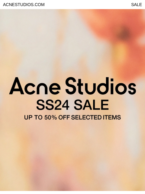 Acne Studios Sale is now available on a range of selected items online at acnestudios.com and in stores. ACNESTUDIOS.COM SALE sale else Shop women's sale Shop men's sale Shop woman Shop man