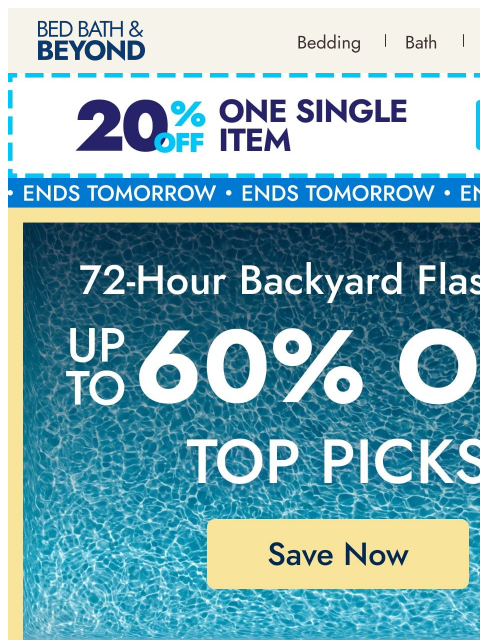 bedbathandbeyond newsletter: Ends tomorrow: The Backyard Flash Sale