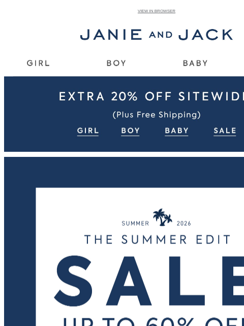 janieandjack newsletter: You get it all: up to 60% off + extra 20% off