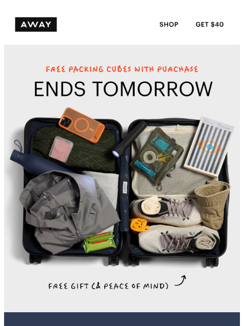 awaytravel newsletter: Ends tomorrow: free gift with purchase 🔥
