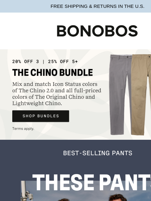 bonobos newsletter: Best-Selling Pants for Summer