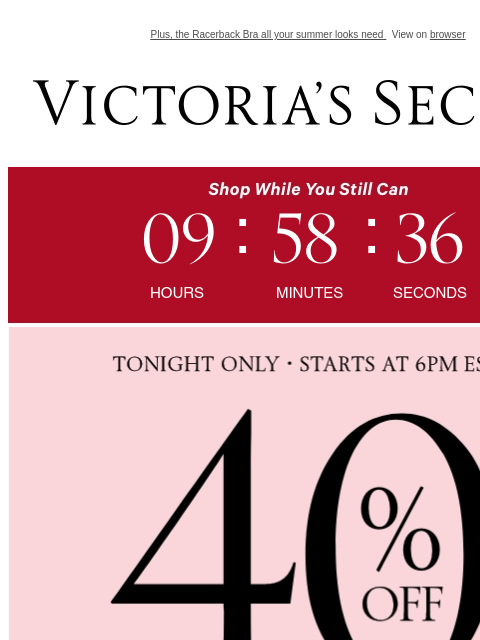 Plus, the Racerback Bra all your summer looks need View on browser Victoria's Secret Display images to show real-time content Display images to show real-time content Display images to show real-